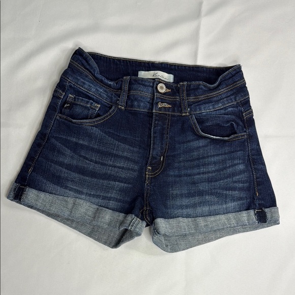 KanCan Pants - KanCan Blue Mid-Rise Jean Shorts with‎ Faded Design